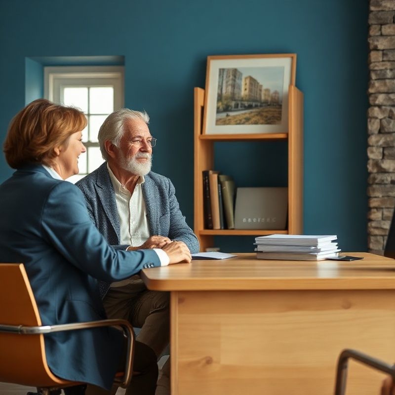 Senior couple in conversation with a Betajbeta advisor