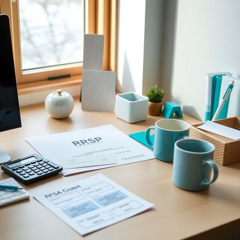 Home office desk with RRSP and TFSA documents and a calculator